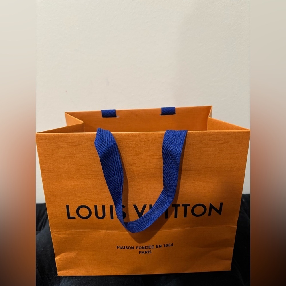Louis Vuitton Bold Orange Shopping Bag with Blue Straps - Picture 3 of 6